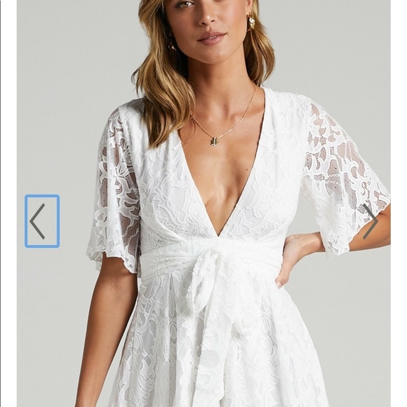 Showpo. Pants - Showpo White Lace Zip Up Romper